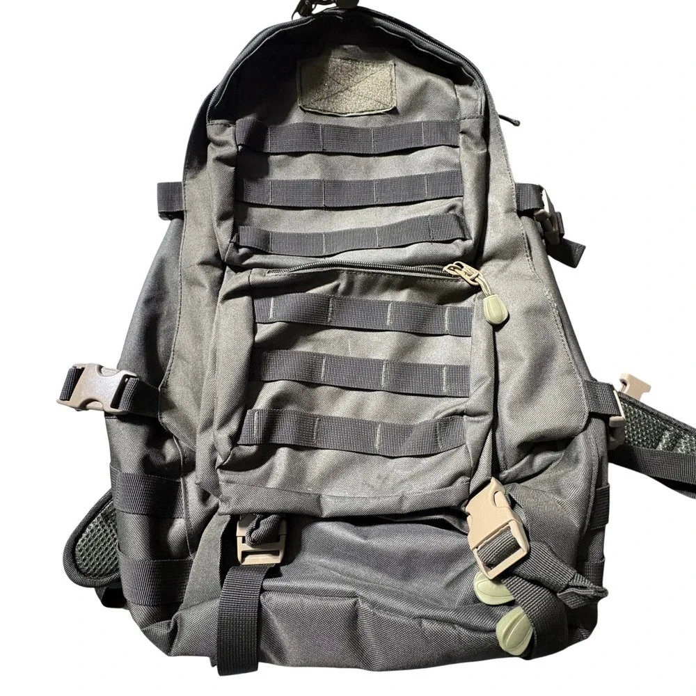 Alpha Outpost Tactical MOLLE Backpack Olive Drab Green Canvas Utility Gear Bag